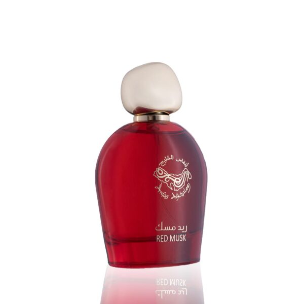 Red Musk - المسك الأحمر Brand: Anfas Al Khaleej Perfumes Fragrance Type: eau de parfum Size: 100ml Fragrance Family: Floral / Sweet Fragrance Description: Top Note: Mandarin Orange, Grapefruit, Peach, Toffee Middle Note: Rose, Violet, Patchouli Base Note: Musk, Moss العلامة التجارية: أنفاس الخليج للعطور نوع العطر: او دي بارفان الحجم: 100 مل من عائلة العطور الزهرية الحلوة :مكونات العطر النوتة العليا: برتقال الماندرين ، جريب فروت ، خوخ ، توفي النوتة الوسطى "قلب العطر": ورد ، بنفسج ، باتشولي (قاعدة العطر"النوتة السفلى": مسك ، موس (طحلب