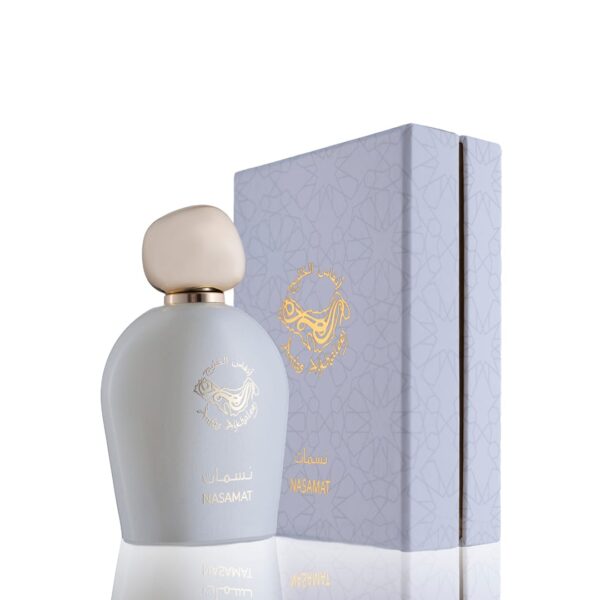 NASAMAT - نسمات Brand: Anfas Al Khaleej Perfumes Fragrance Type: eau de parfum Size: 100ml Fragrance Family: Woody / Aromatic Fragrance Description: Top Note: Lemon, Lavender Middle Note: Nagarmotha Base Note: Amber, Patchouli العلامة التجارية: أنفاس الخليج للعطور نوع العطر: او دي بارفان الحجم: 100 مل من عائلة العطور الخشبية العطرية الفواحة :مكونات العطر النوتة العليا: ليمون ، خزامى لافندر النوتة الوسطى "قلب العطر": ناجارموثا قاعدة العطر"النوتة السفلى": العنبر ، الباتشولي